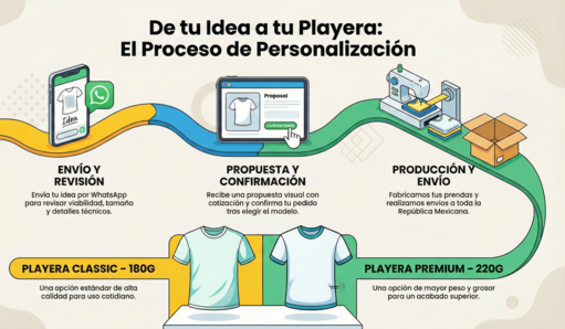 Infografía de cómo personalizar tu playera